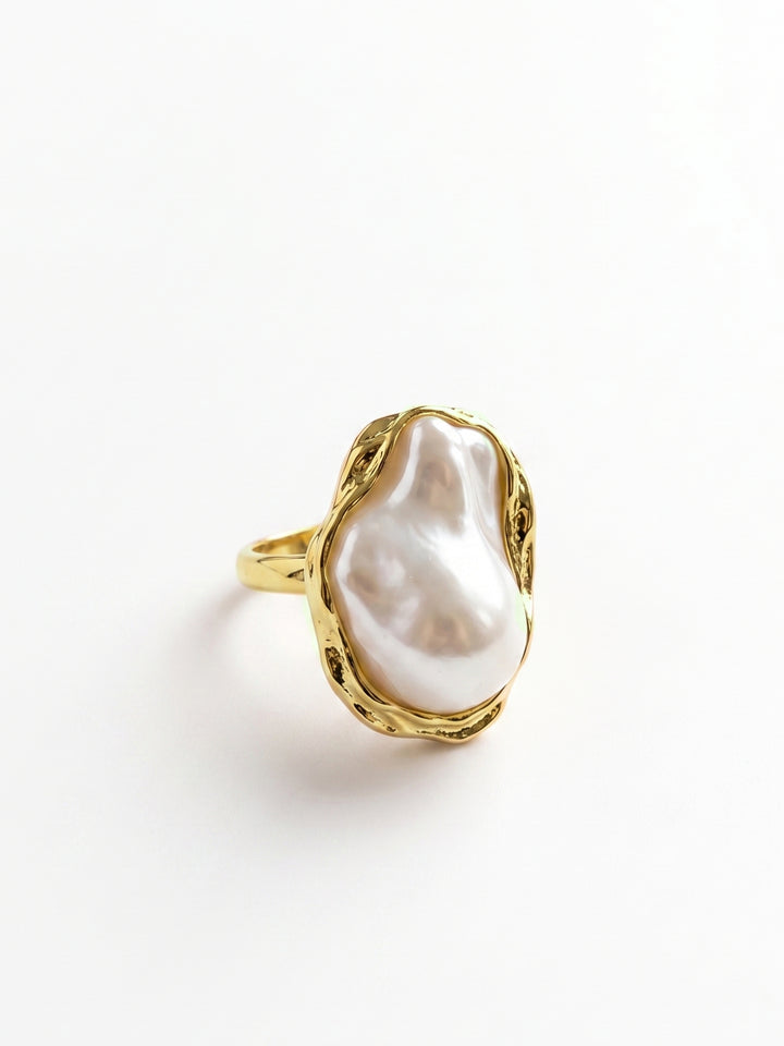 Gold Gem Stone Abstract Shape Ring