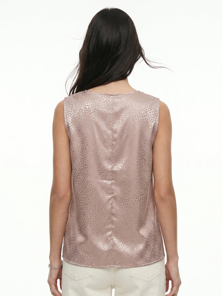 Pink Textured Cowl Neck Top