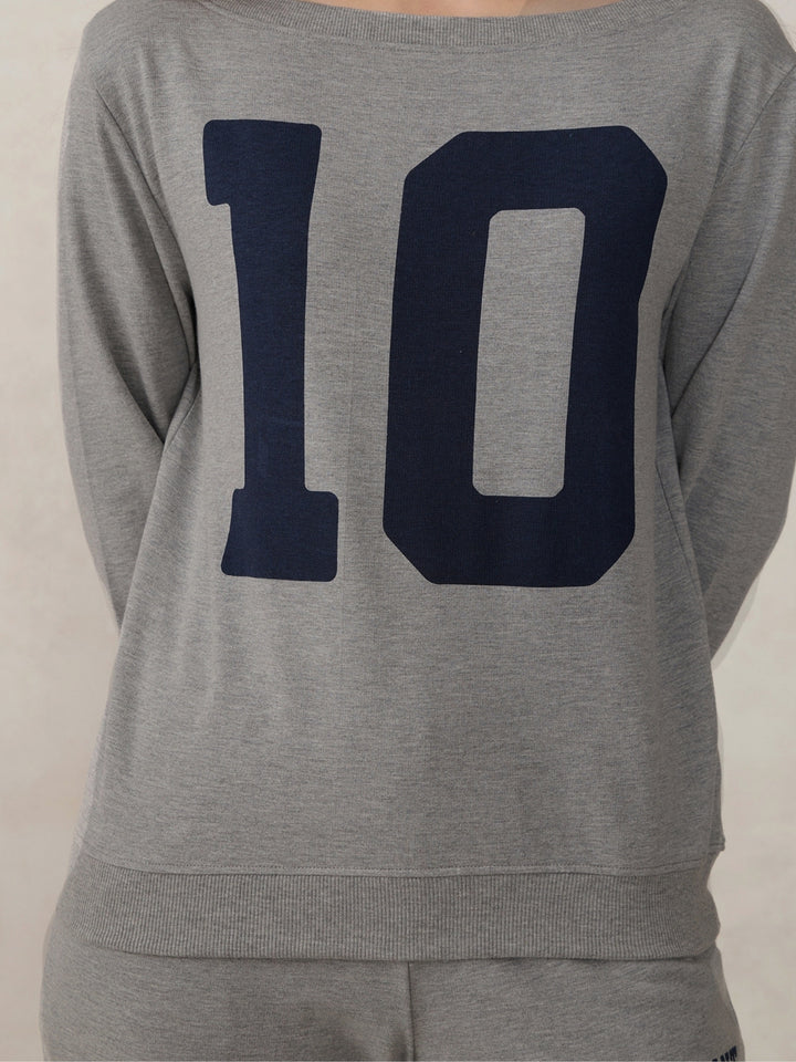 Grey Broad Neck Sweatshirt And Bottom Co-Ord