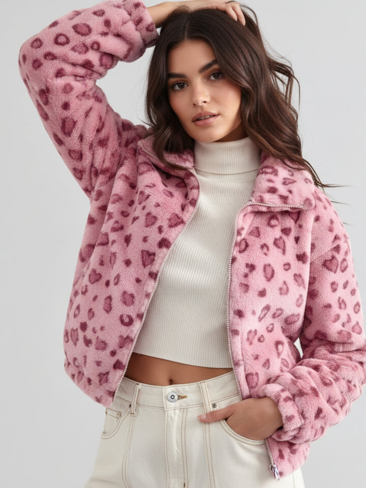 Pink Full Sleeve Printed Jacket