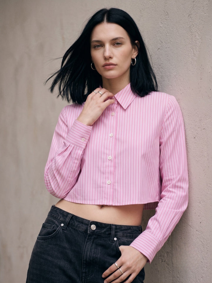 Pink Button Down Shirt With Back Bow Tie Up Detail