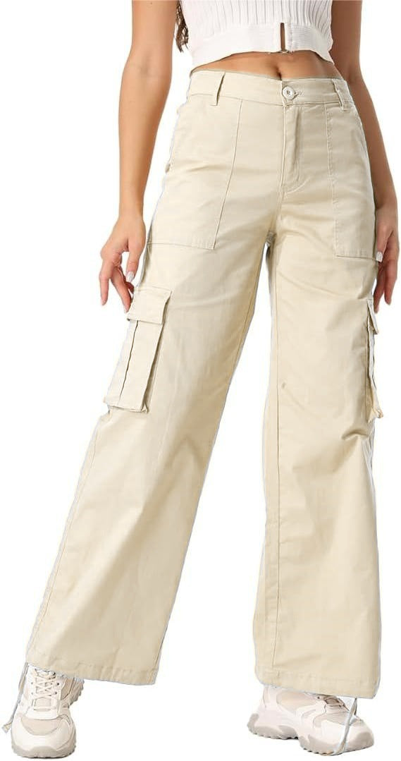 Off White Cargo Pockets Wide Leg Pant