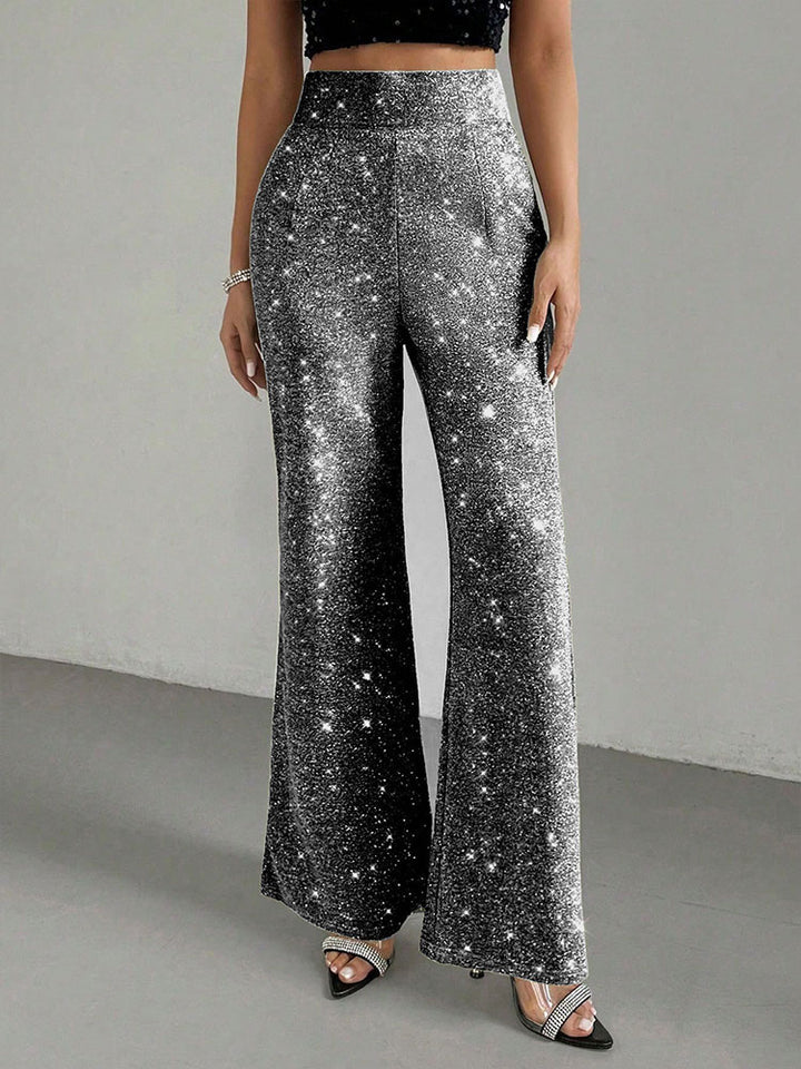 Silver High Waist Shimmer Pant