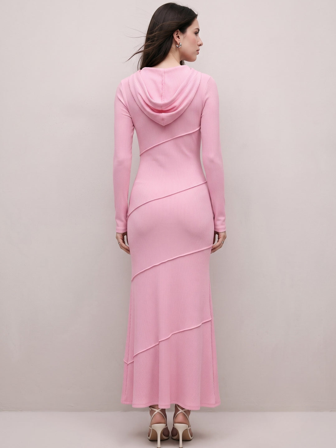 Pink Fit And Flare Hooded Dress