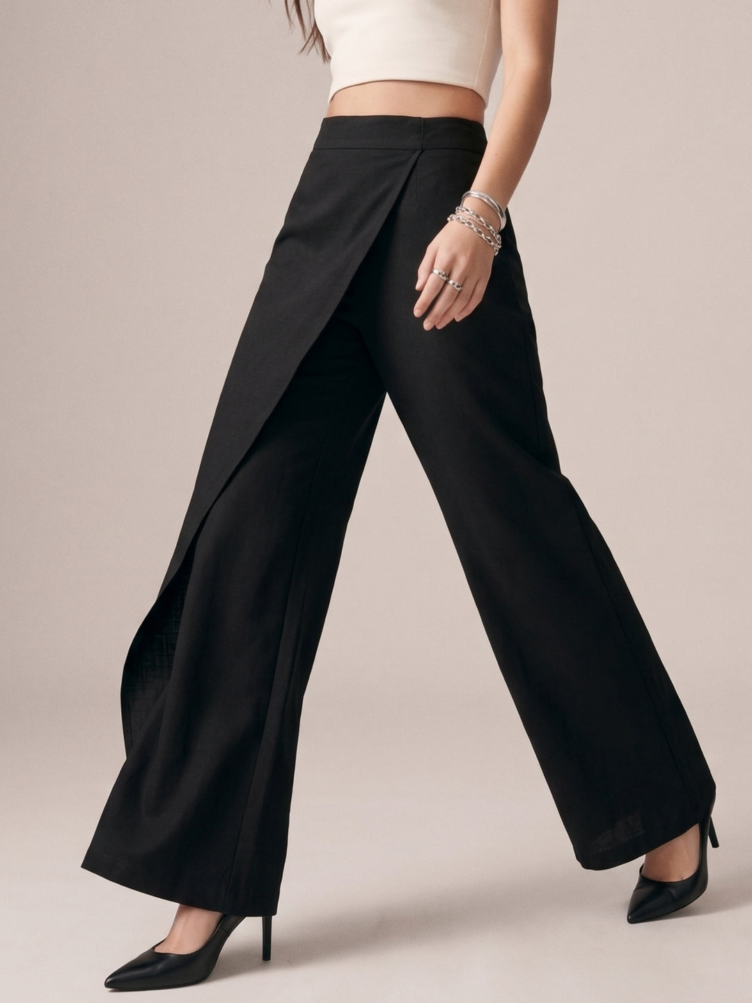 Black Over Lap Trousers