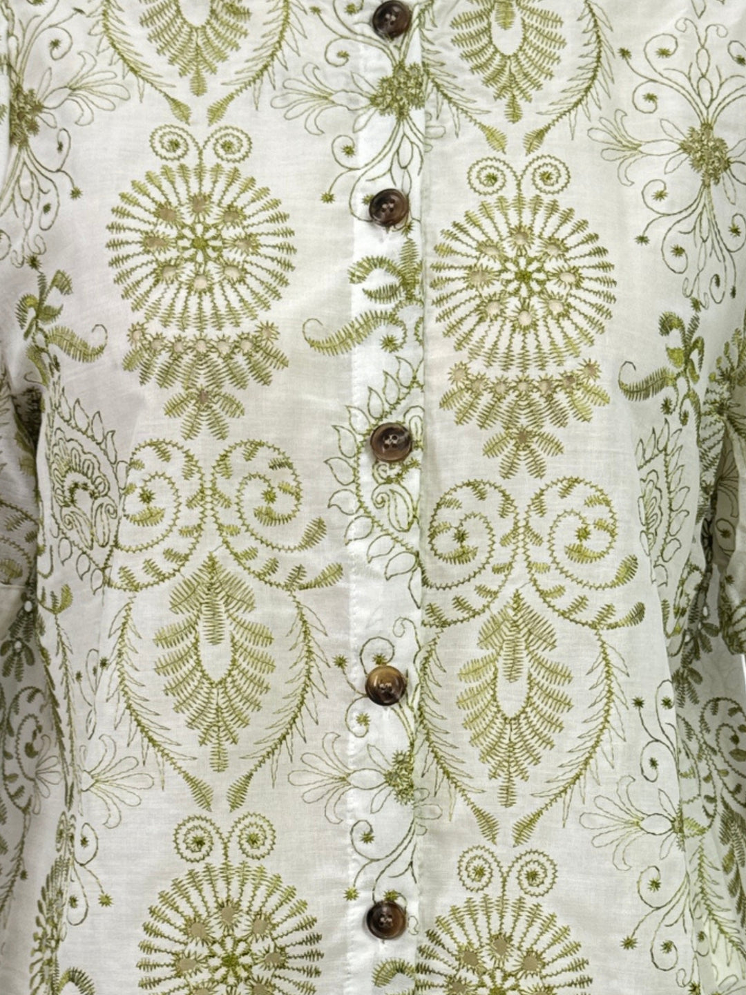White Button Down Embroidered Blouse