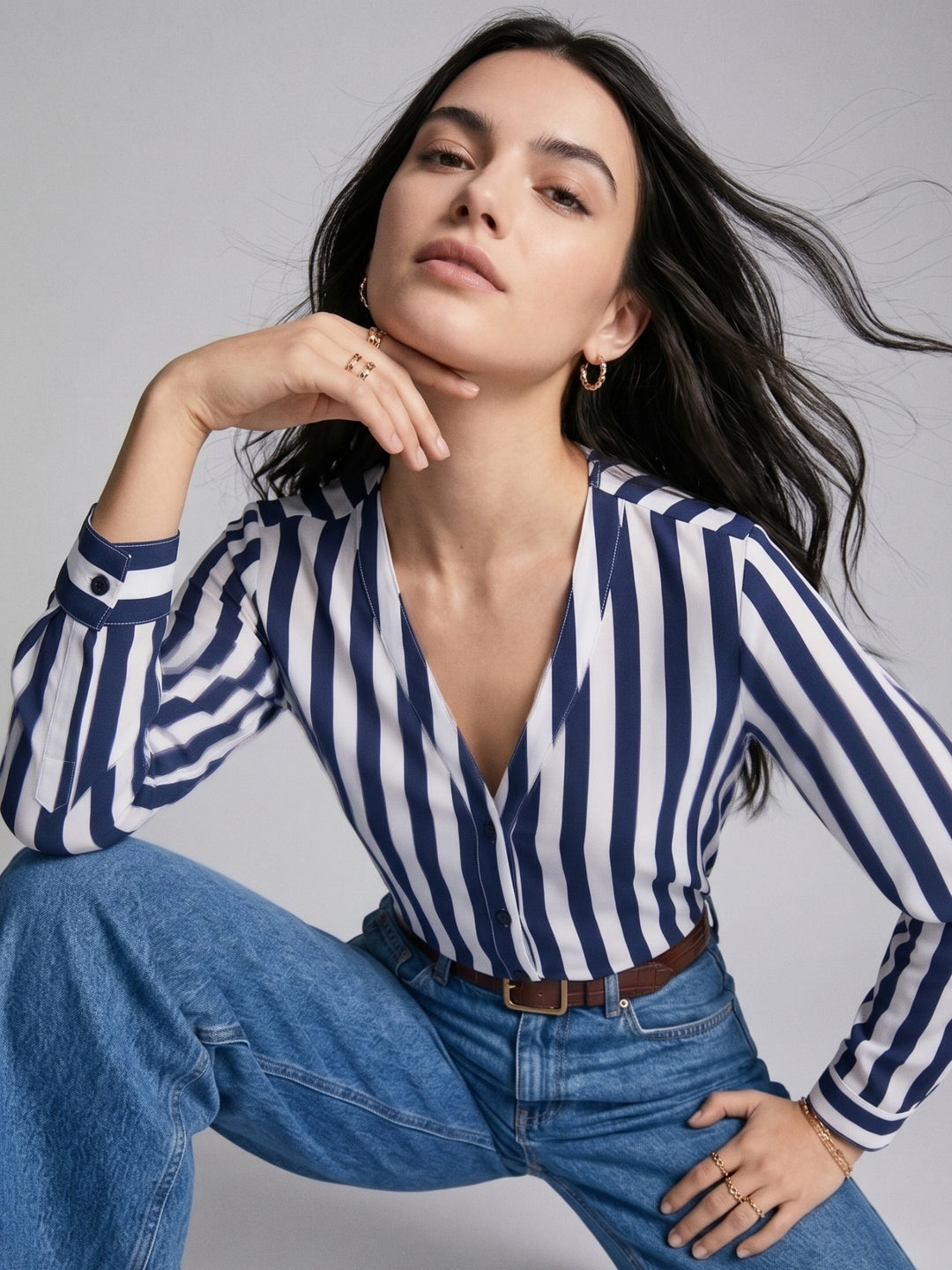 Blue Full Sleeve Striped Shirt