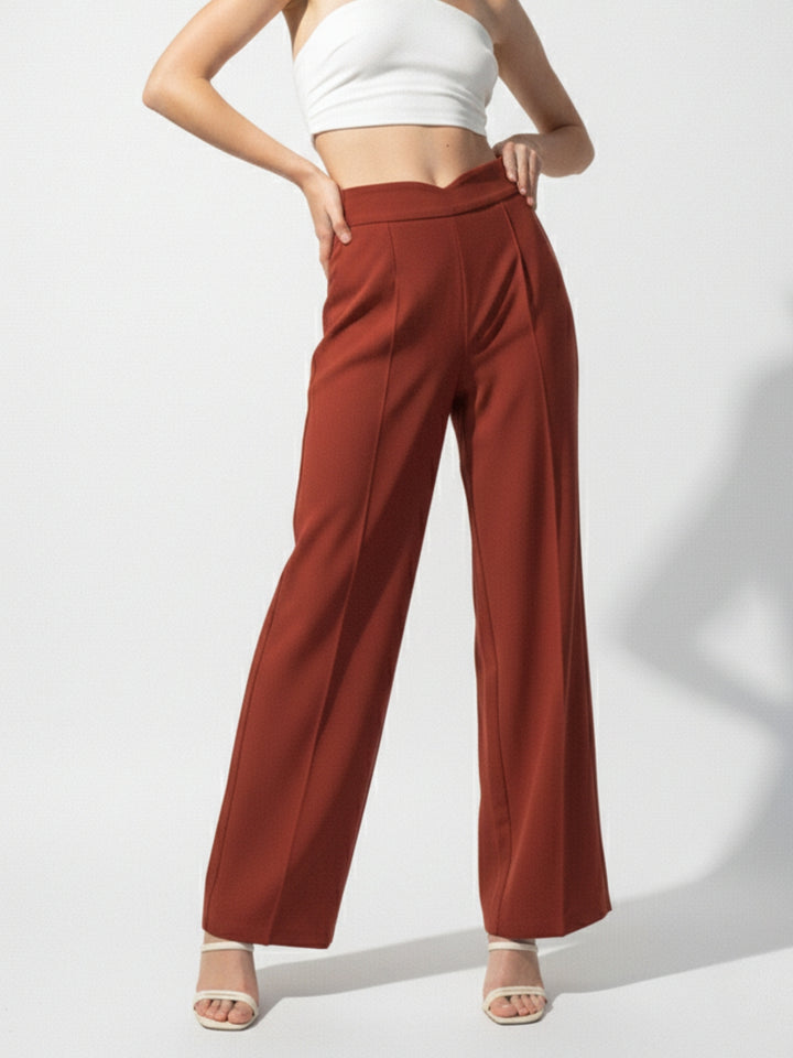Brown High Waist Wide Leg Pant