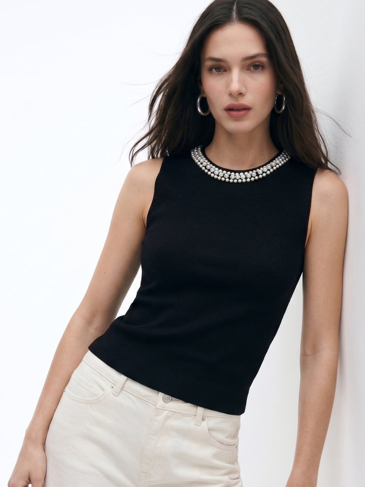Black Pearl Studded Tank Top