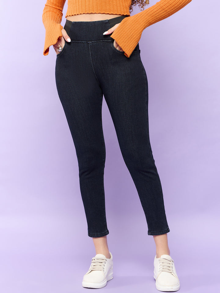 Navy Blue Elasticated Skinny Jeggings