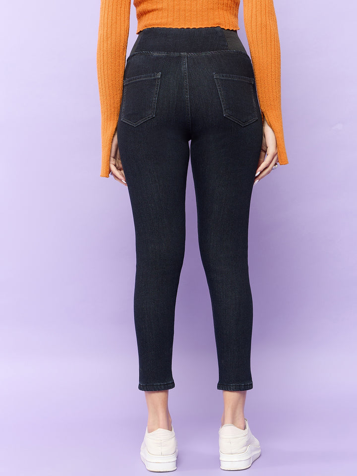 Navy Blue Elasticated Skinny Jeggings