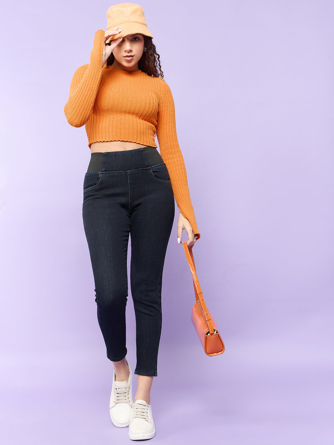 Navy Blue Elasticated Skinny Jeggings