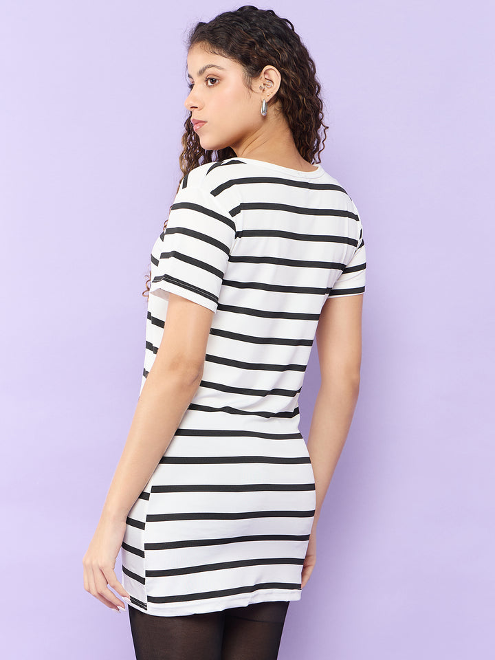 White Tee with Black Stripes
