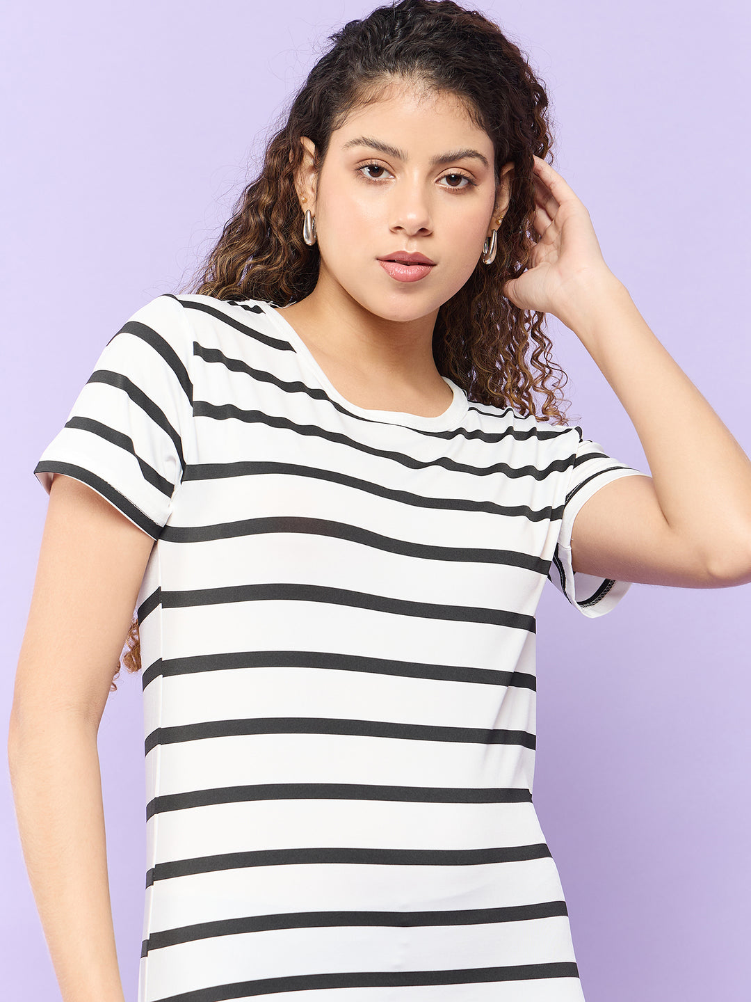 White Tee with Black Stripes