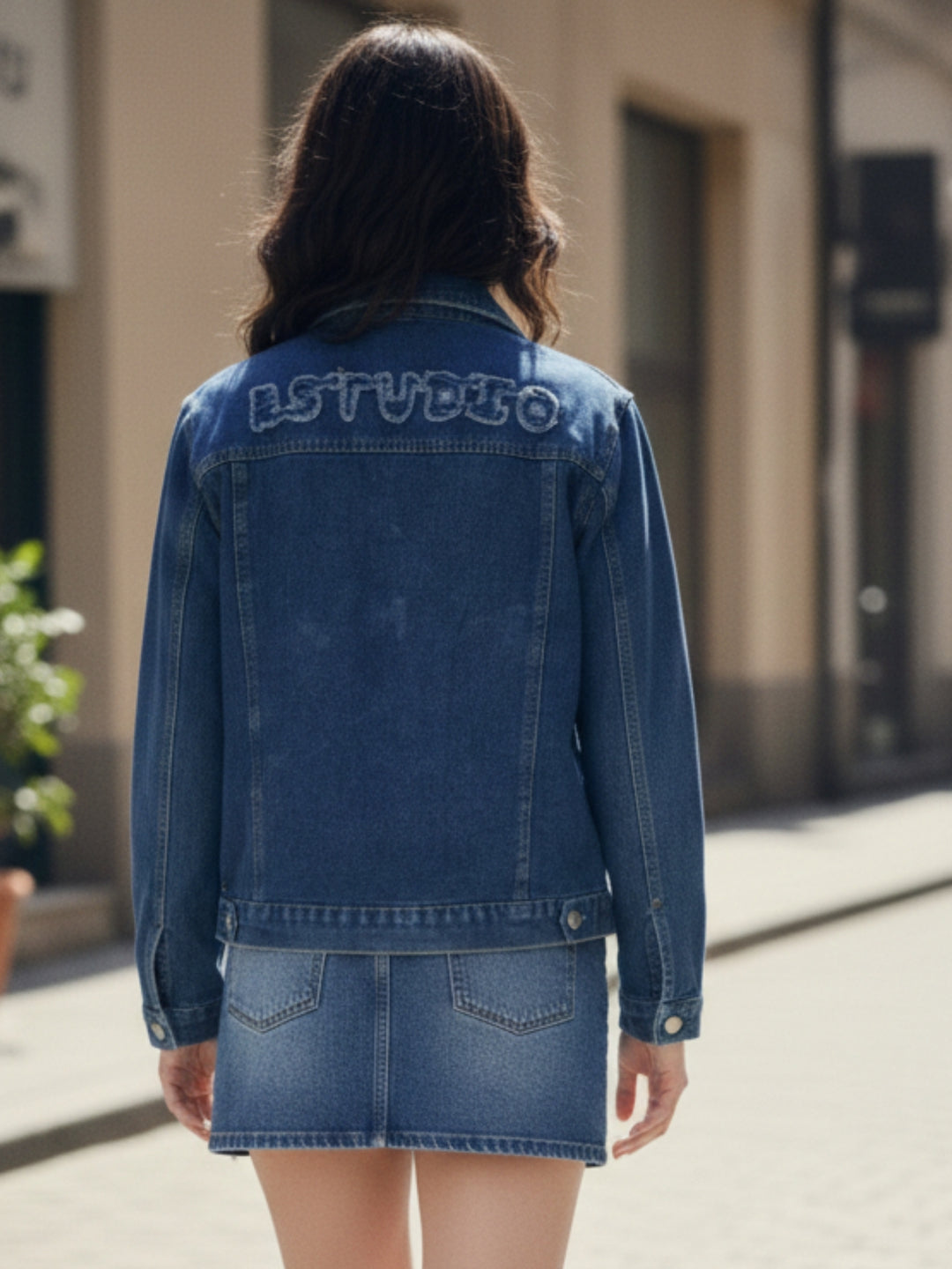Blue Frayed Effect Denim Jacket