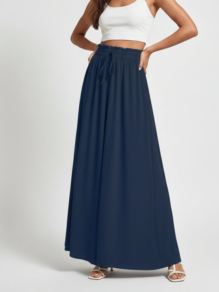 Blue Smocked Waist Pull Up Trouser
