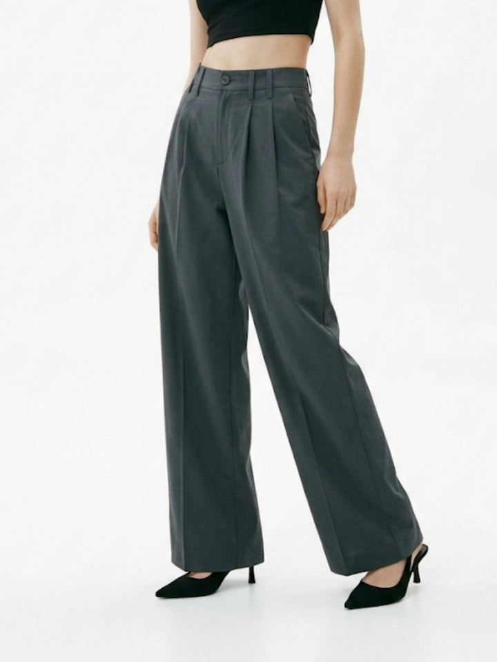 Charcoal High Waist Wide Leg Trousers