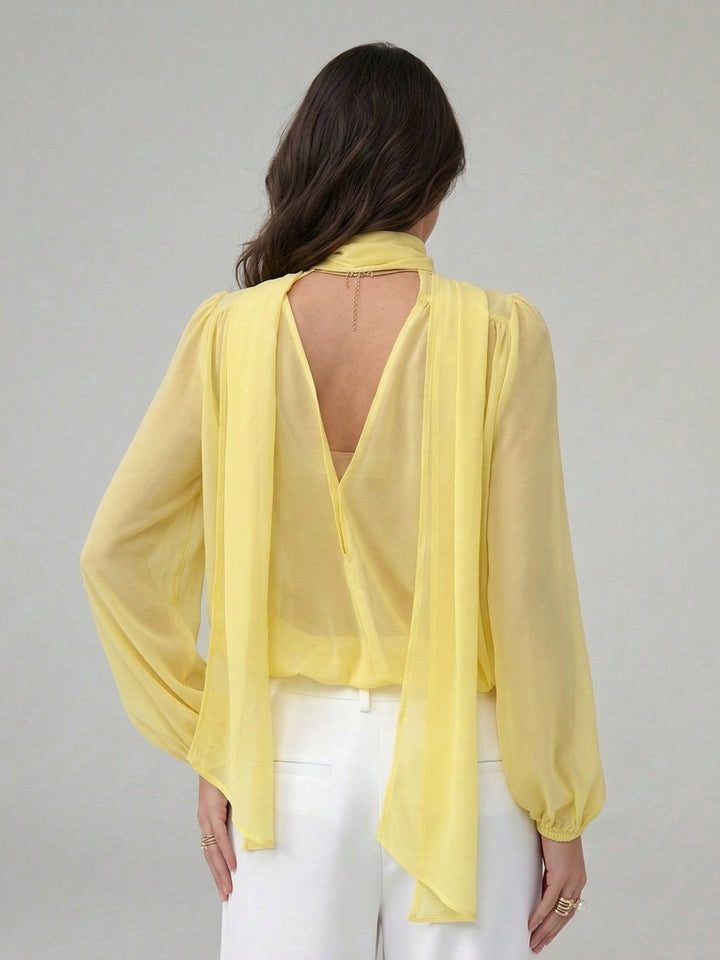 Yellow Mock Neck Draped Top