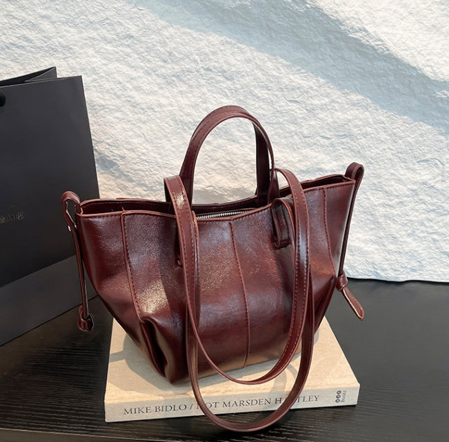 Red Classic Structured Shopper