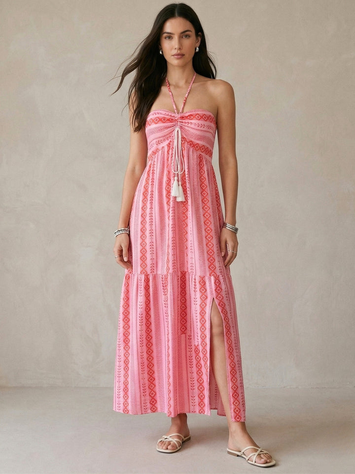 Pink Off Shoulder Printed Dress