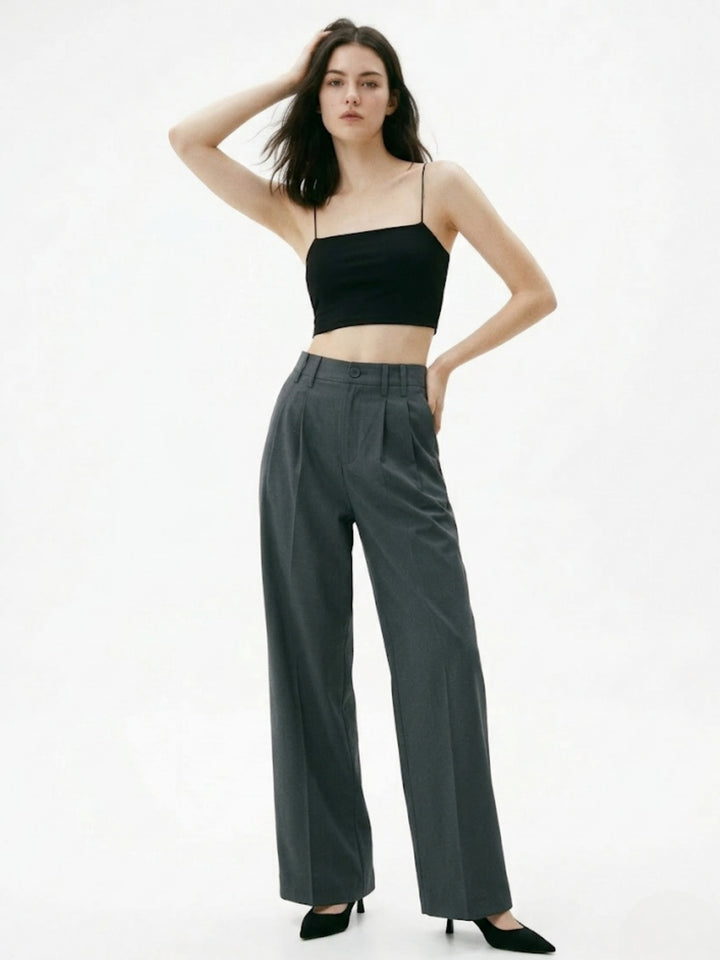 Charcoal High Waist Wide Leg Trousers