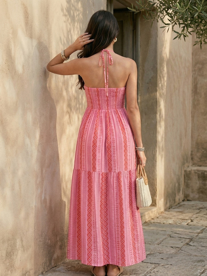 Pink Off Shoulder Printed Dress