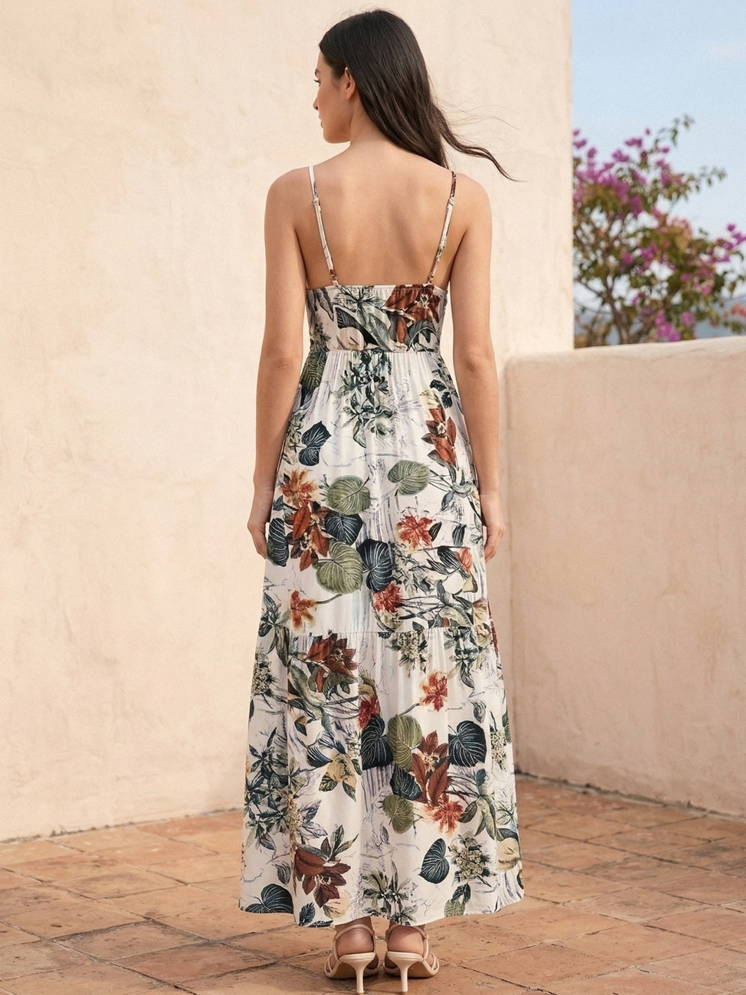 White Printed Strappy Vacay Dress