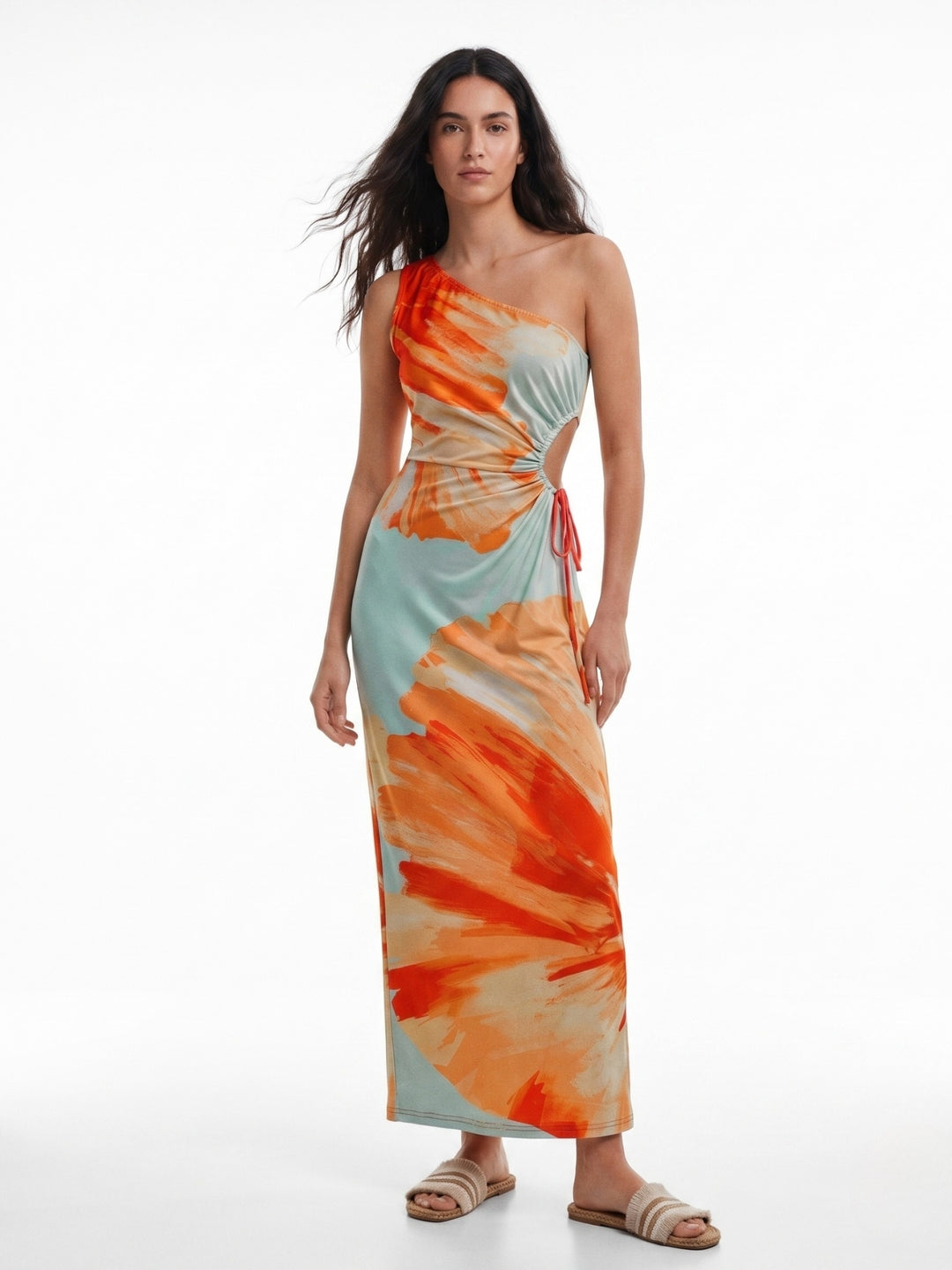 Multi One Shoulder Waist Cut-Out Dress