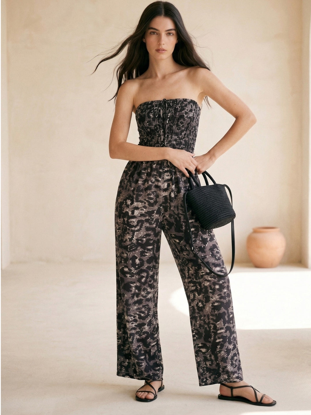 Black Off Shoulder Printed Jumpsuirts