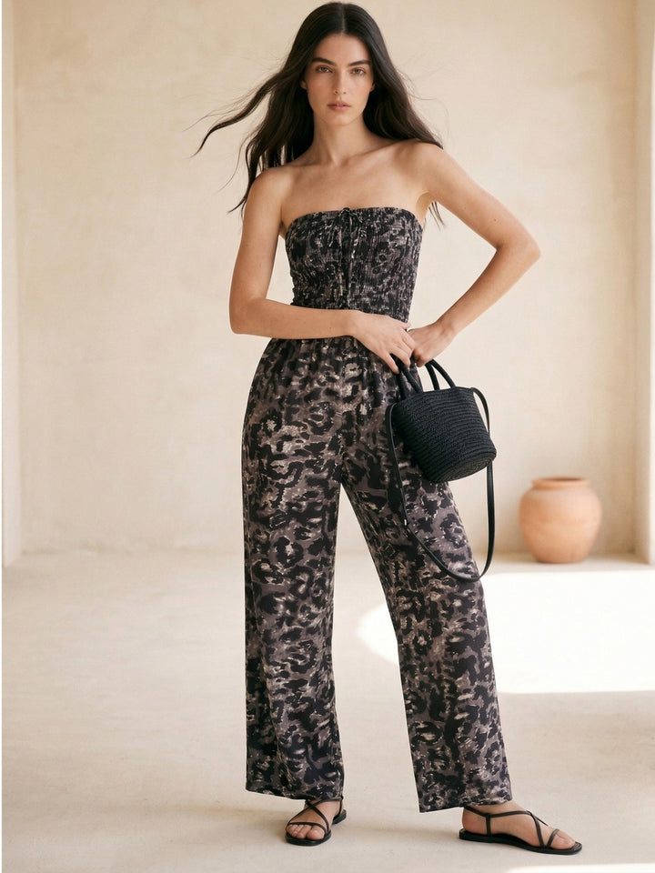 Black Off Shoulder Printed Jumpsuirts