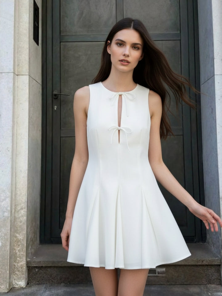 White Sleeveless Tailored Fit Dress