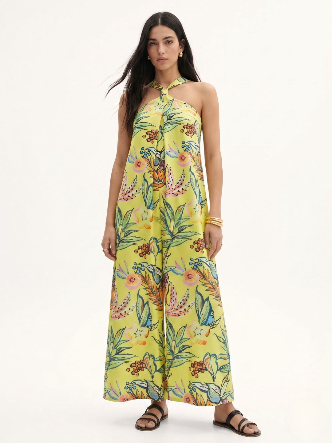 Multi Halter Neck Floral Printed Jumpsuit