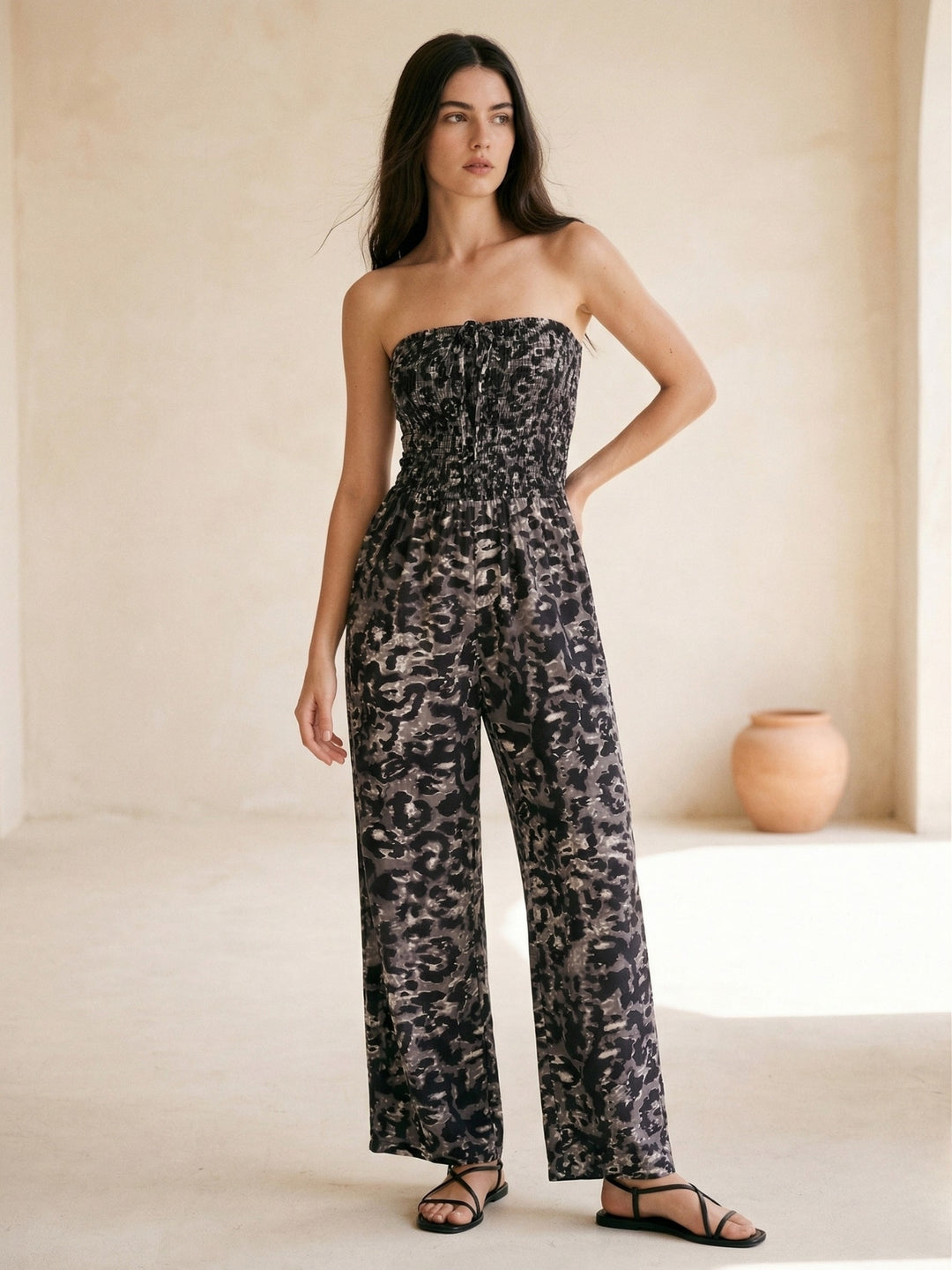 Black Off Shoulder Printed Jumpsuirts