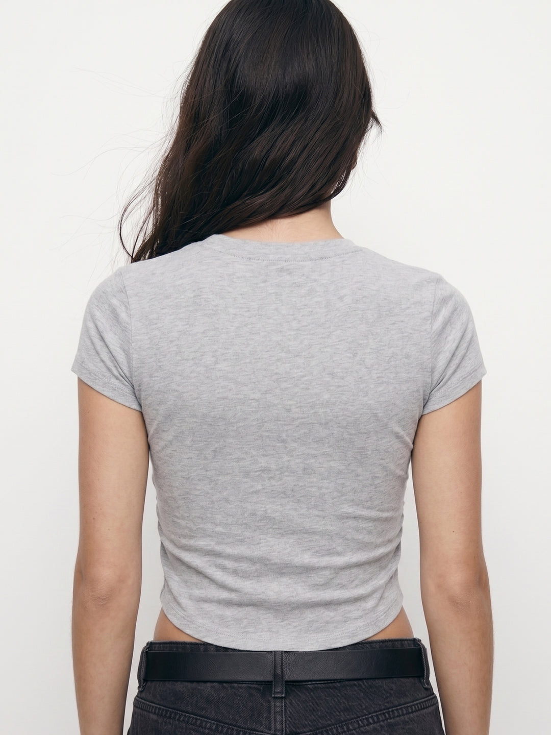 Grey V Neck Fitted Top