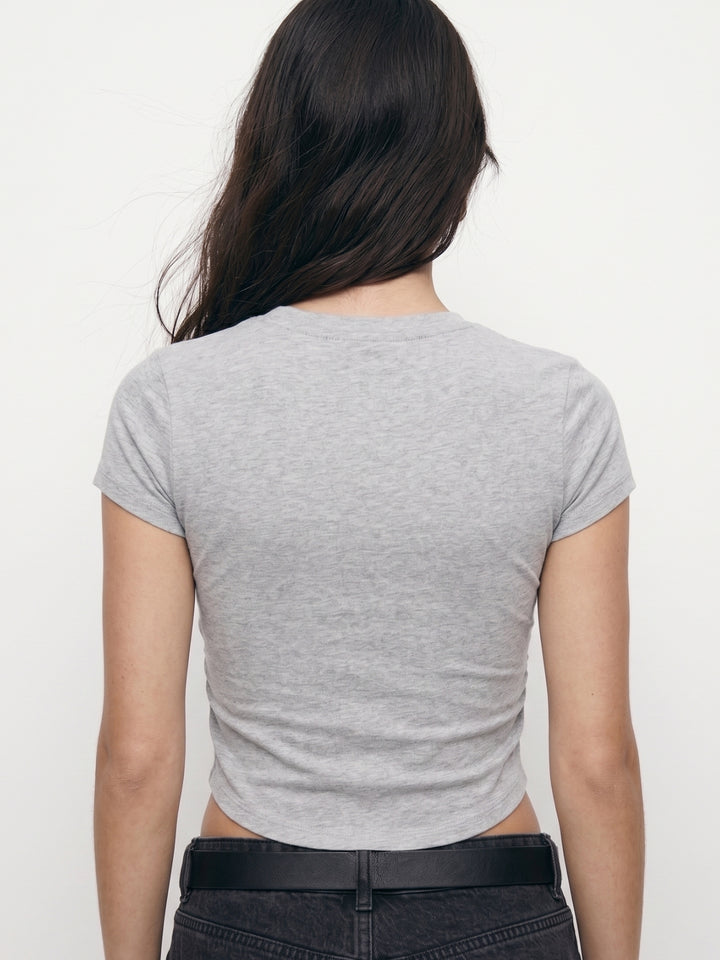 Grey V Neck Fitted Top