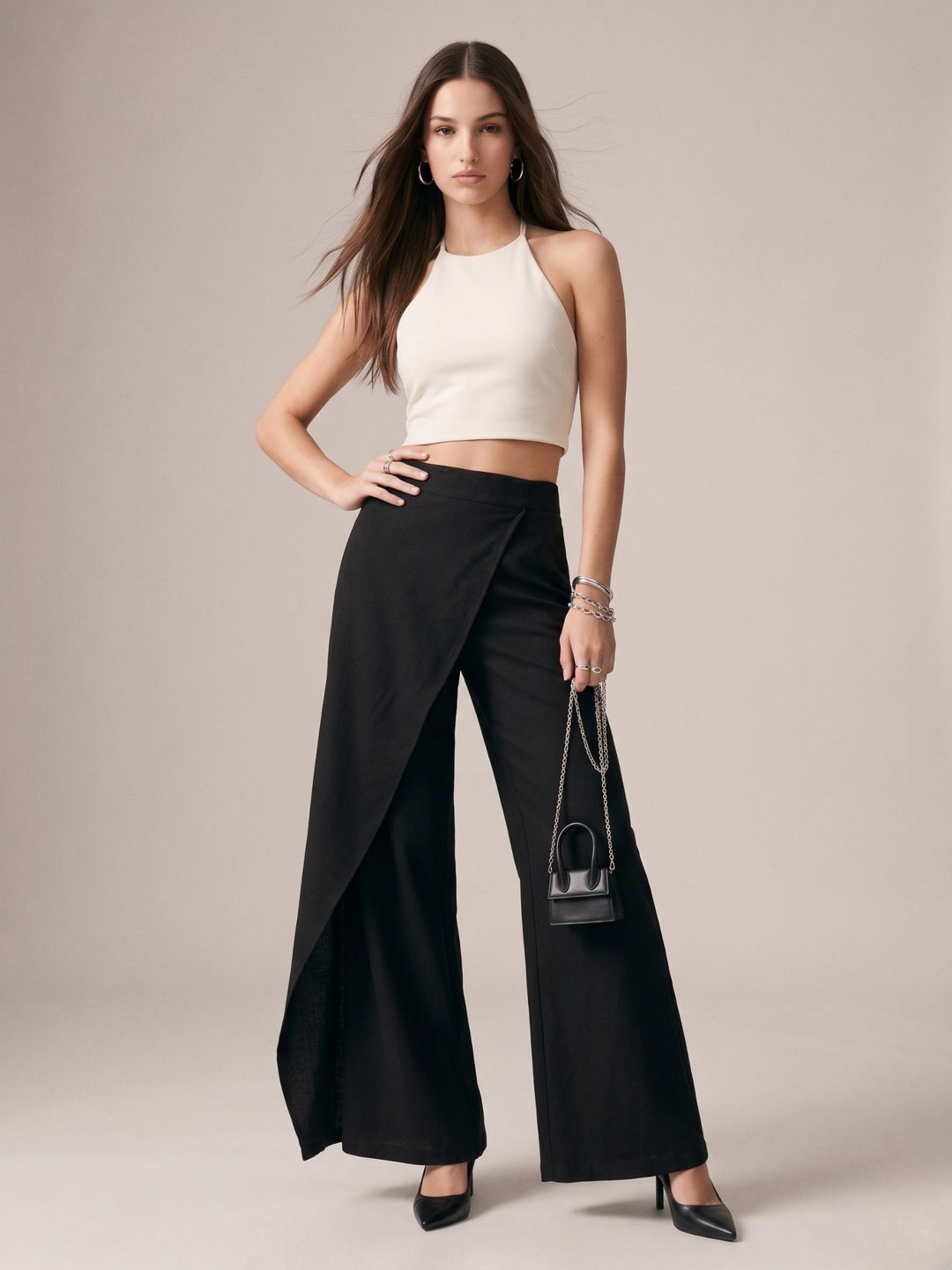 Black Over Lap Trousers