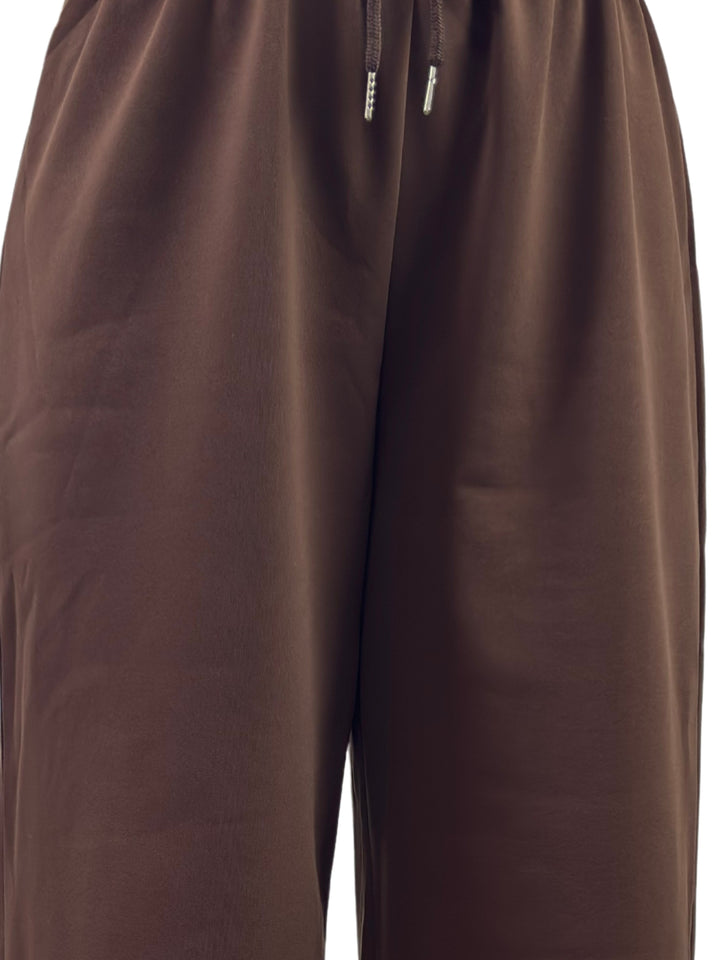 Brown Low Waist Wide Leg Sweatpants