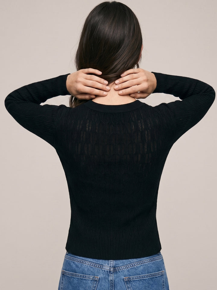 Black Abstract Textured Cardigan Styled Top