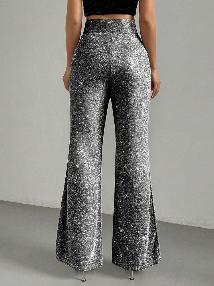 Silver High Waist Shimmer Pant
