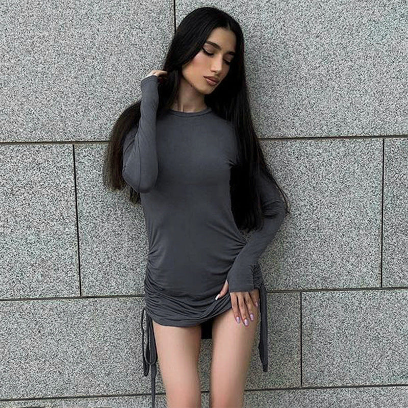 Grey Bodycon Side Ruched Elasticated Dress