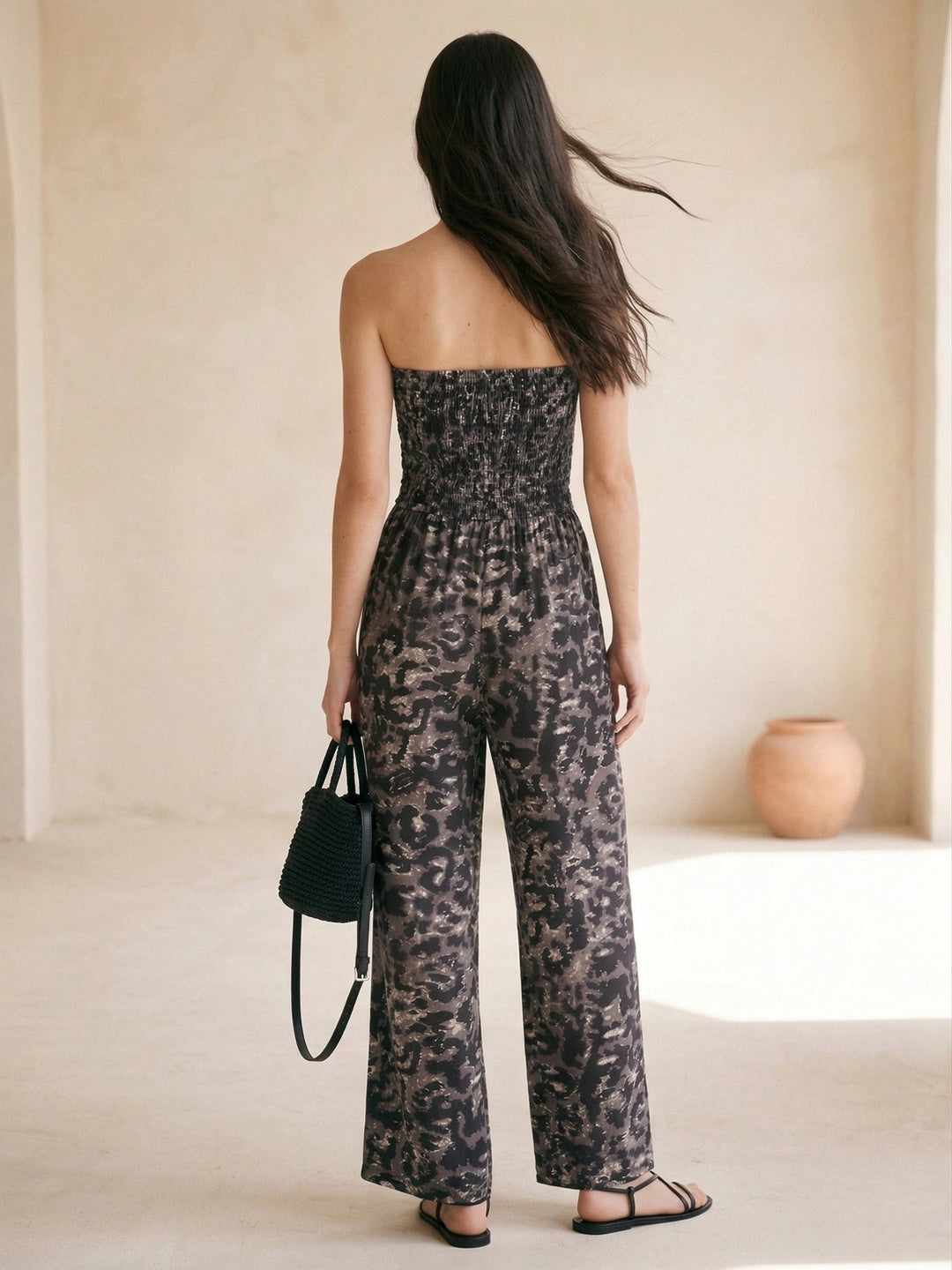 Black Off Shoulder Printed Jumpsuirts