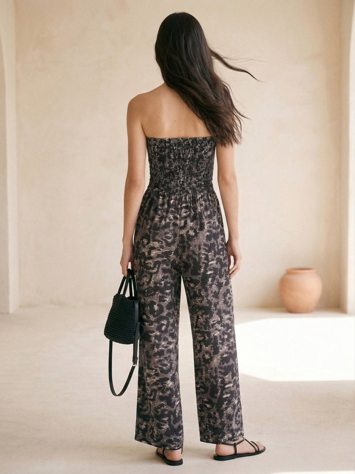 Black Off Shoulder Printed Jumpsuirts