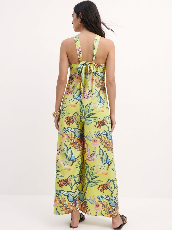 Multi Halter Neck Floral Printed Jumpsuit