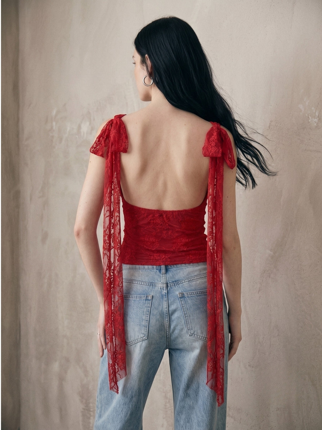 Burgundy Cowl Neck Lace Top