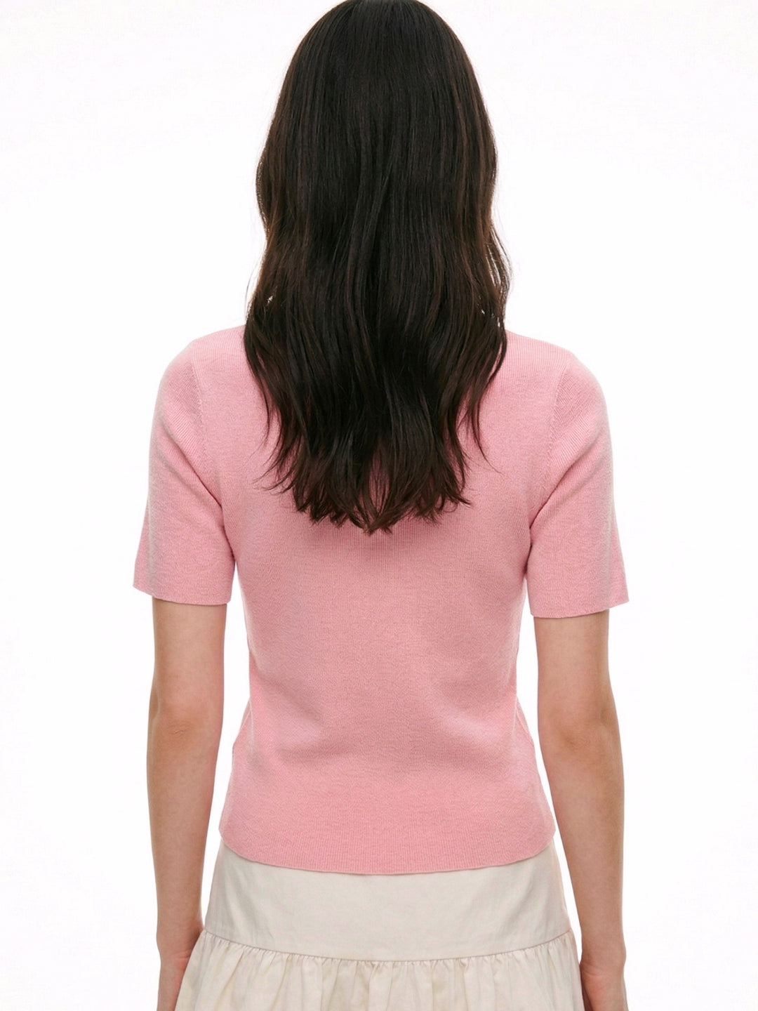 Pink Neck Floral Detail Top