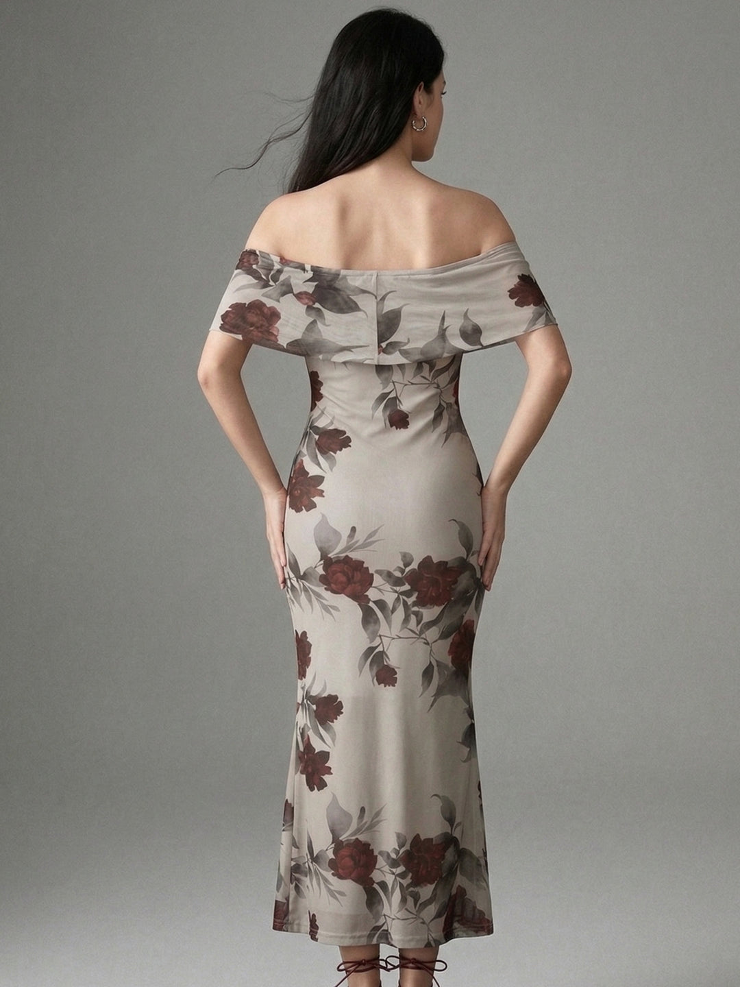 Multi Off Shoulder Floral Printed Dress