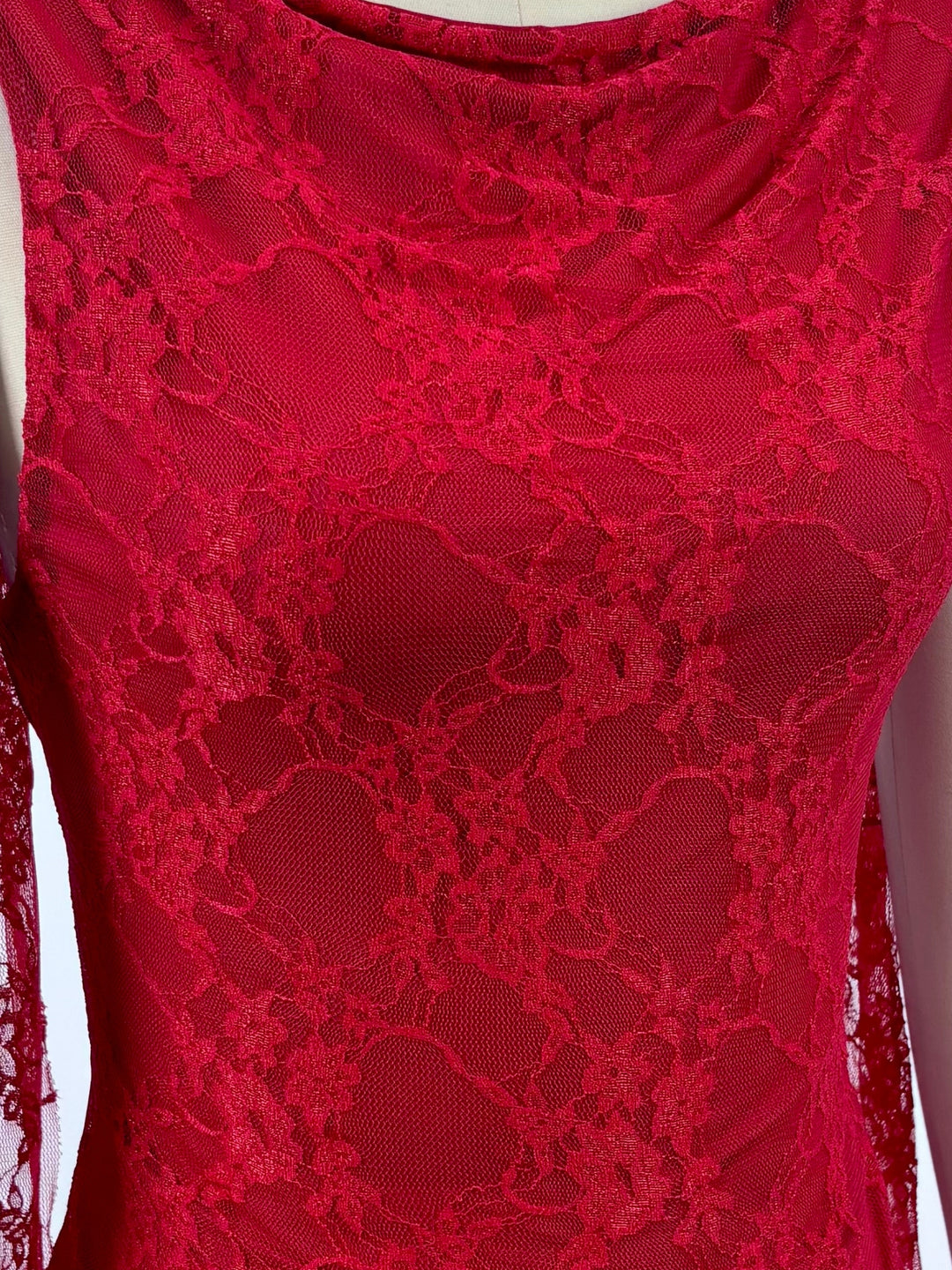 Burgundy Cowl Neck Lace Top