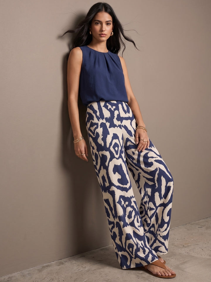 Blue Sleeveless Top And Pant Set