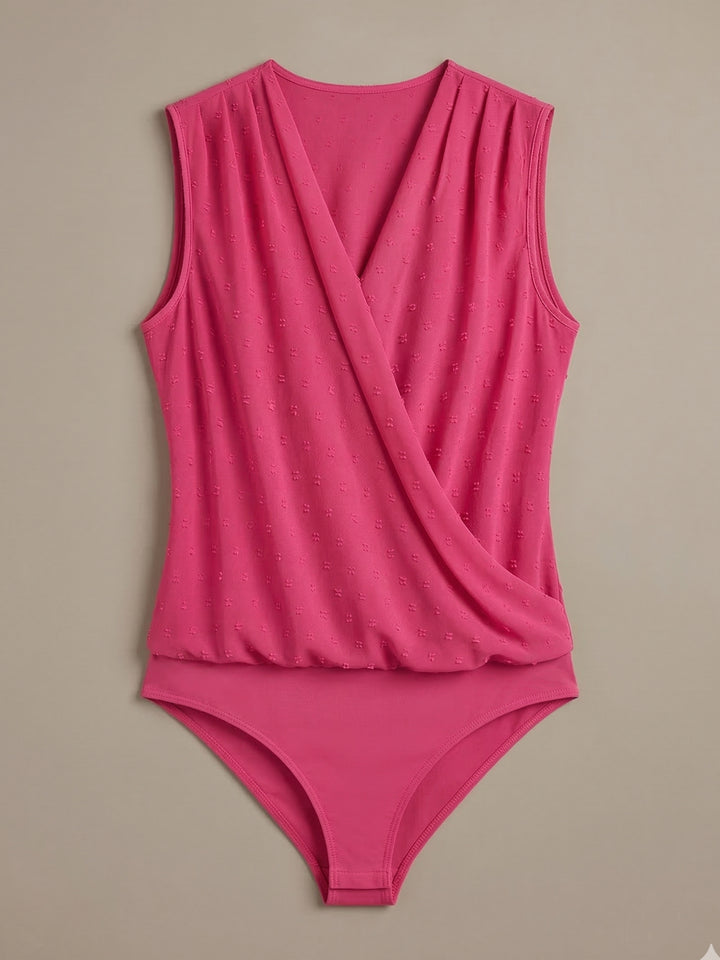 Pink Sleeveless Wrap Bodysuits
