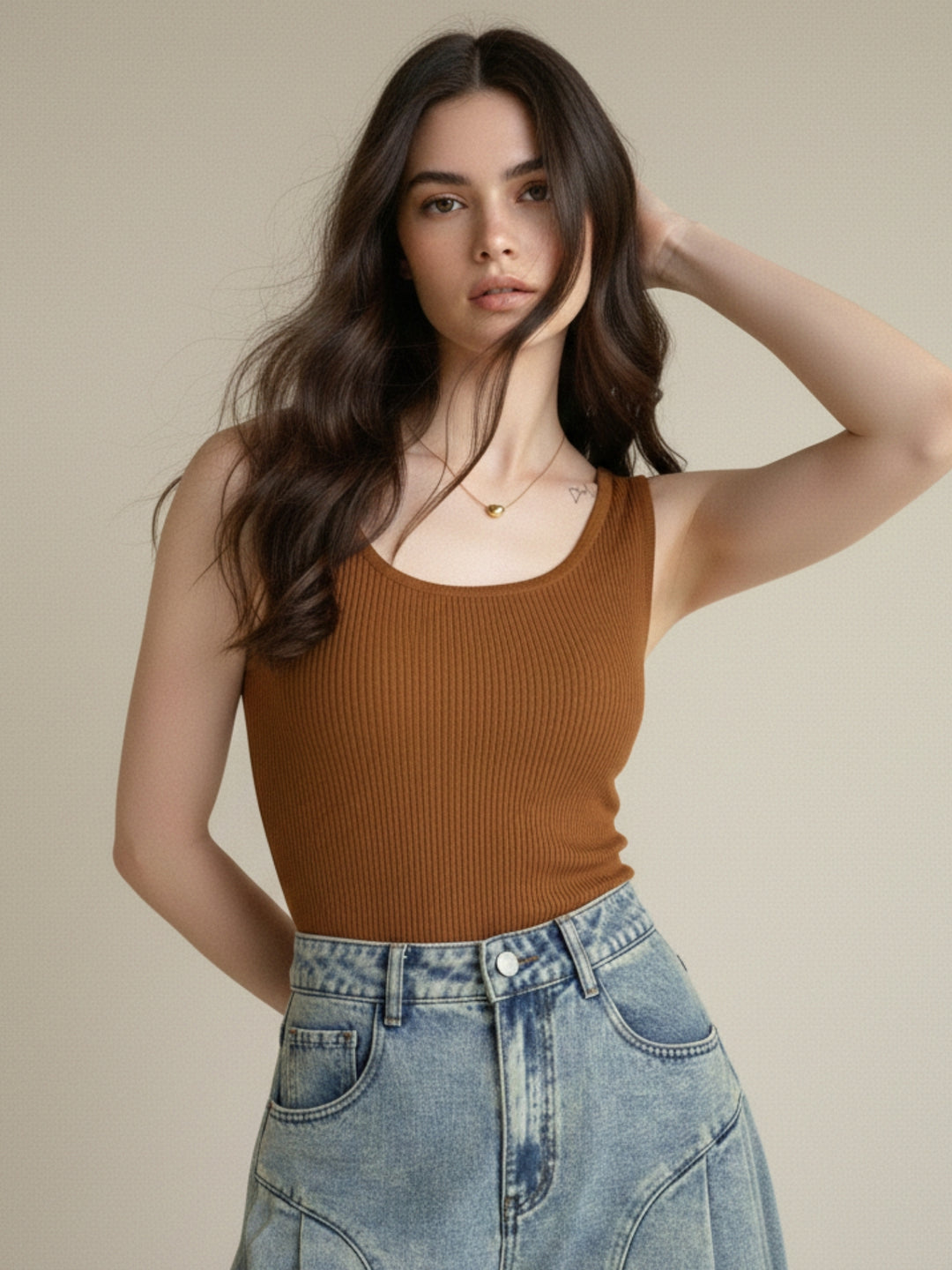 Rust Scoop Neck Tank Top